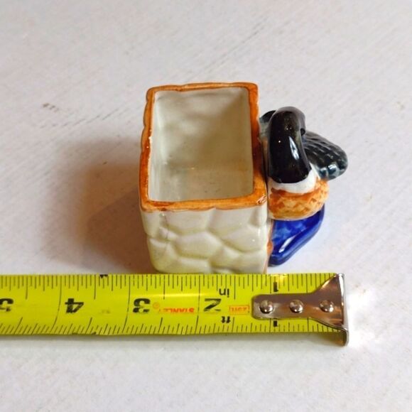 Vintage Japan Made Porcelain Mallard Duck Toothpick Holder / Small Planter - Picture 8 of 9